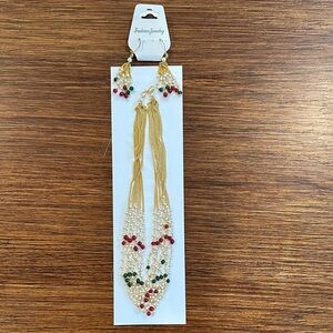 Beaded Necklace and Drop Earring Set